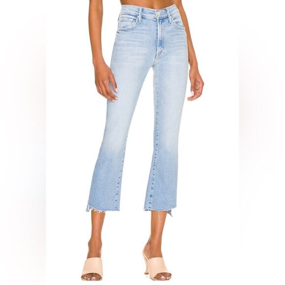 NWT Mother Insider Crop Step Fray Hem Limited Edition Light Denim Straight Jeans - Picture 1 of 16